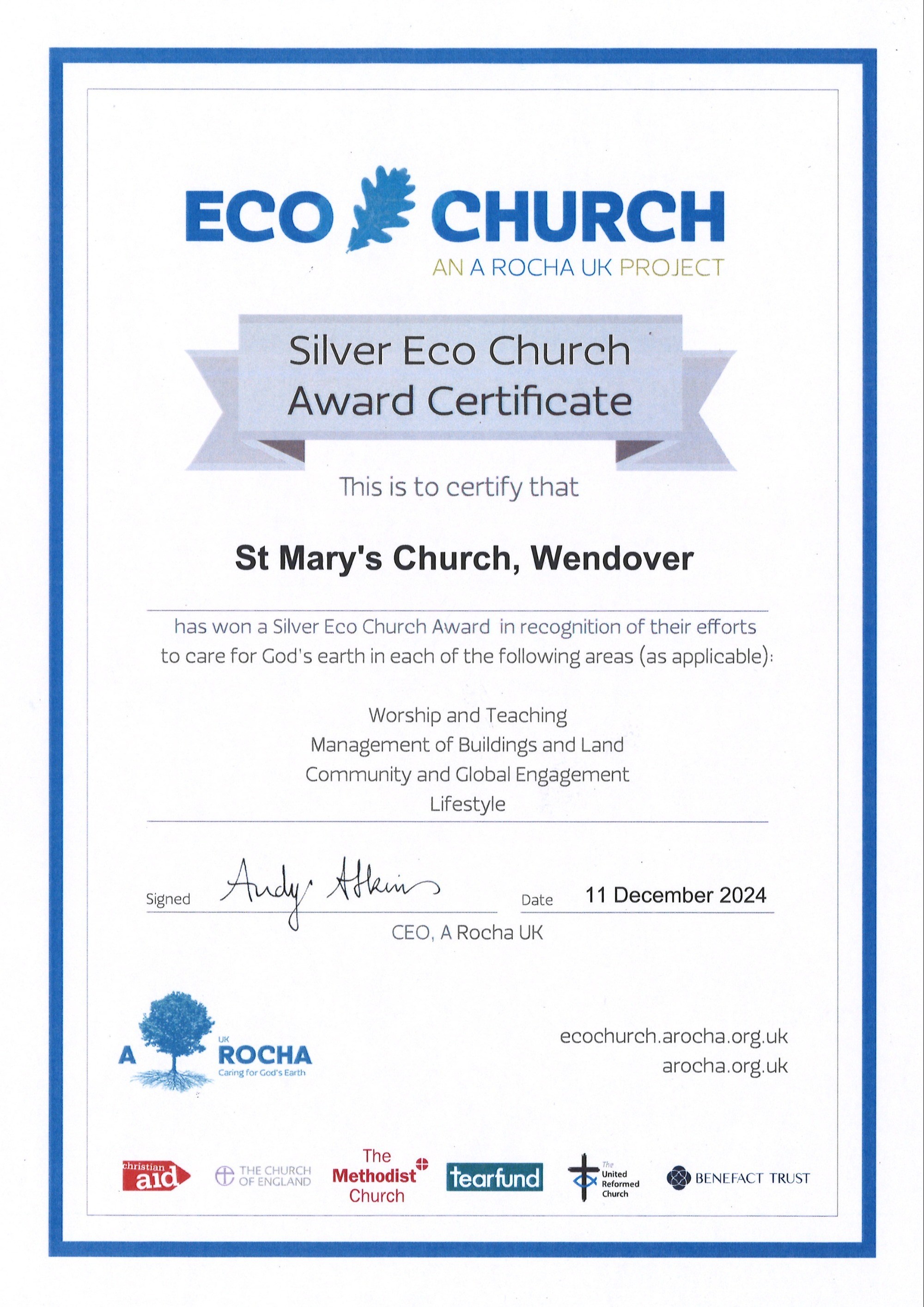 Eco Church Silver Certificate